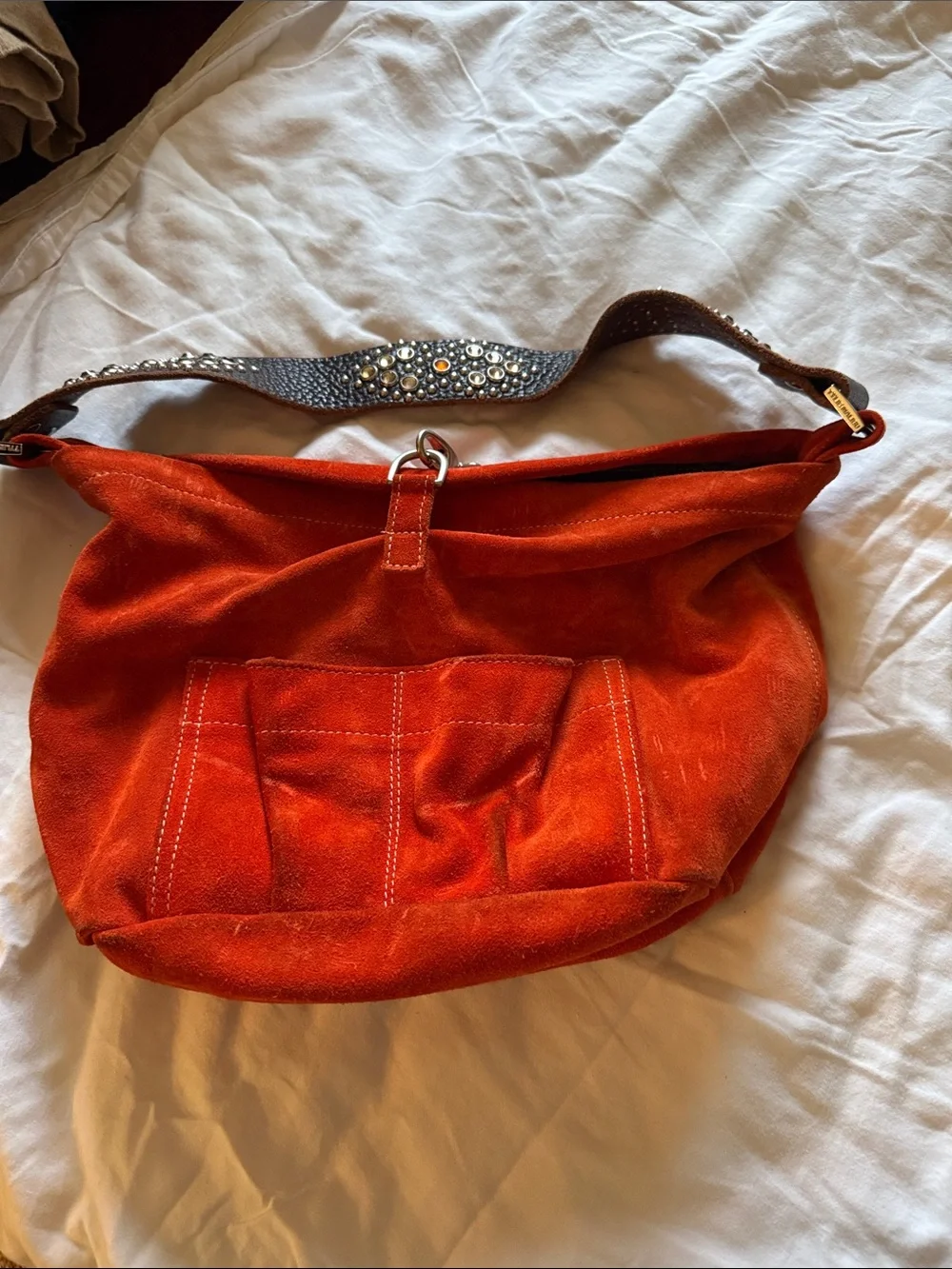 Tylie MalibuStudded Strap Red Suede Hobo Bag - Picture 4 of 4